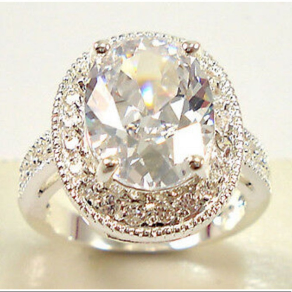 NEW Stamped 925 Silver Big stone ring
